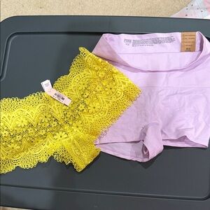 Victoria's Secret Yellow and Lavender Shapewear Set